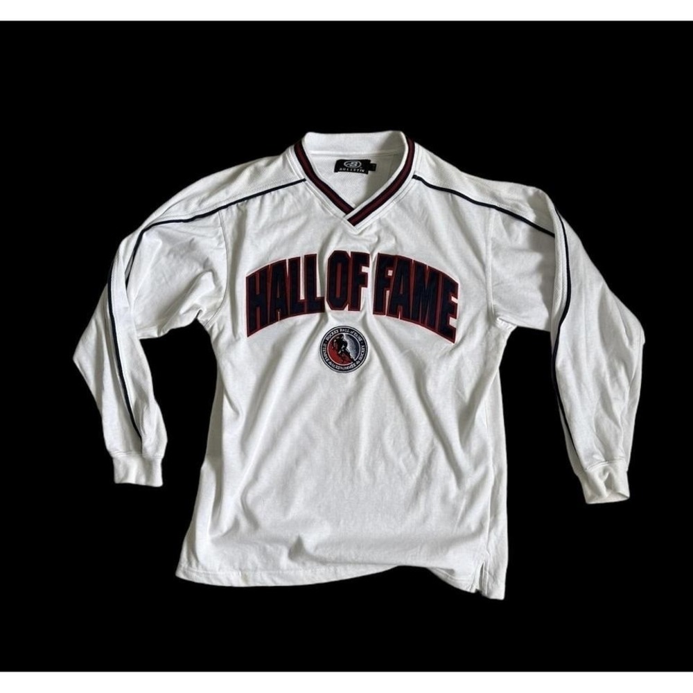 NHL Hockey Hall Of Fame Long Sleeve Shirt Large White Bulletin Brand Hockey